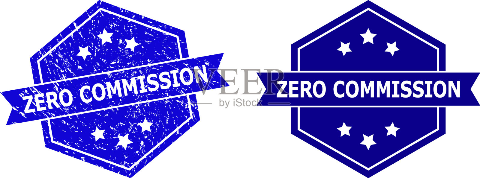 六角零佣金邮票与污垢插画图片素材