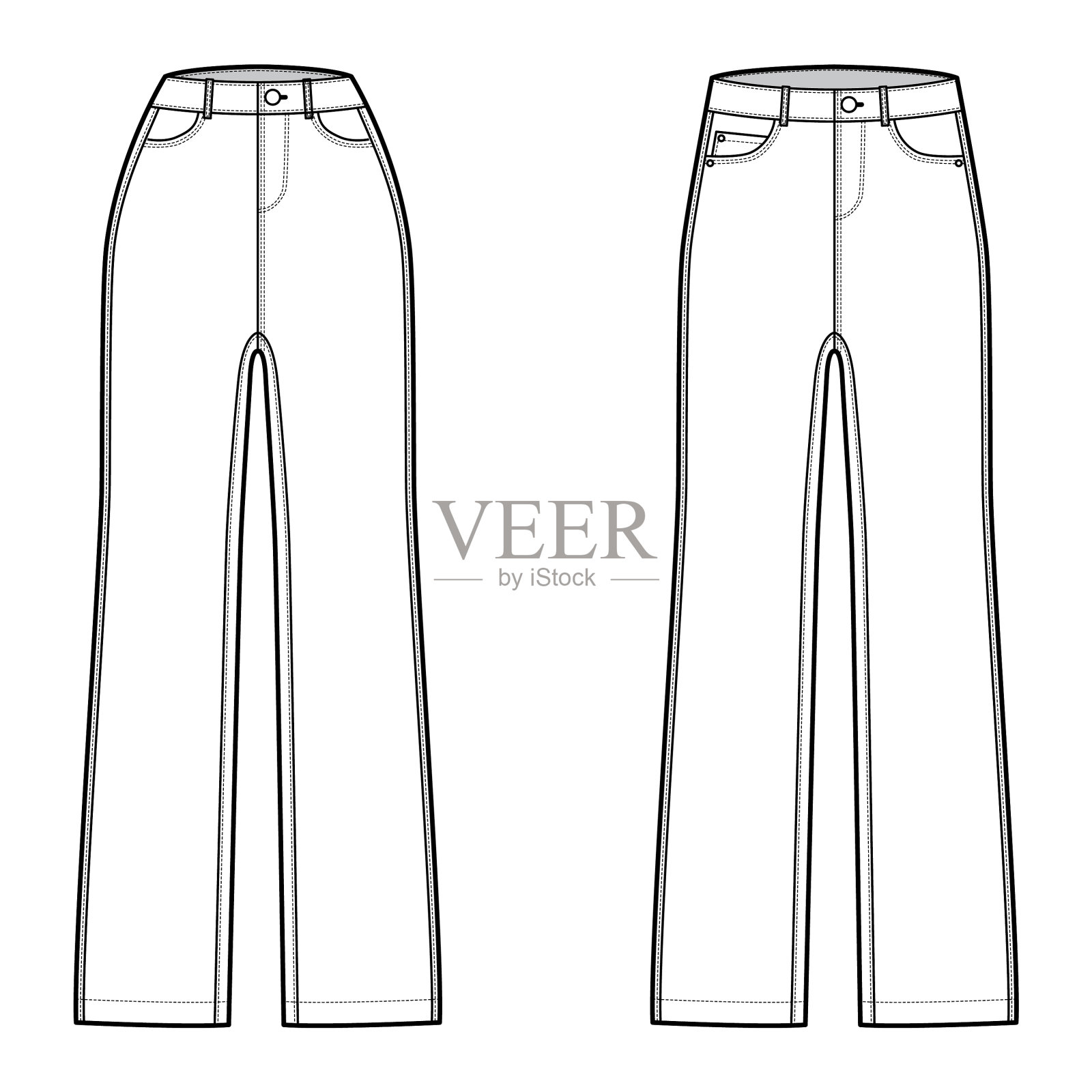 牛仔套装牛仔裤技术时尚设计元素图片
