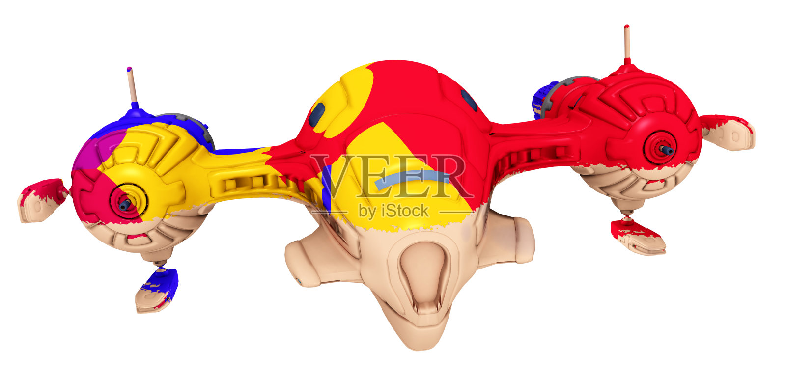 彩色飞船孤立在白色背景照片摄影图片