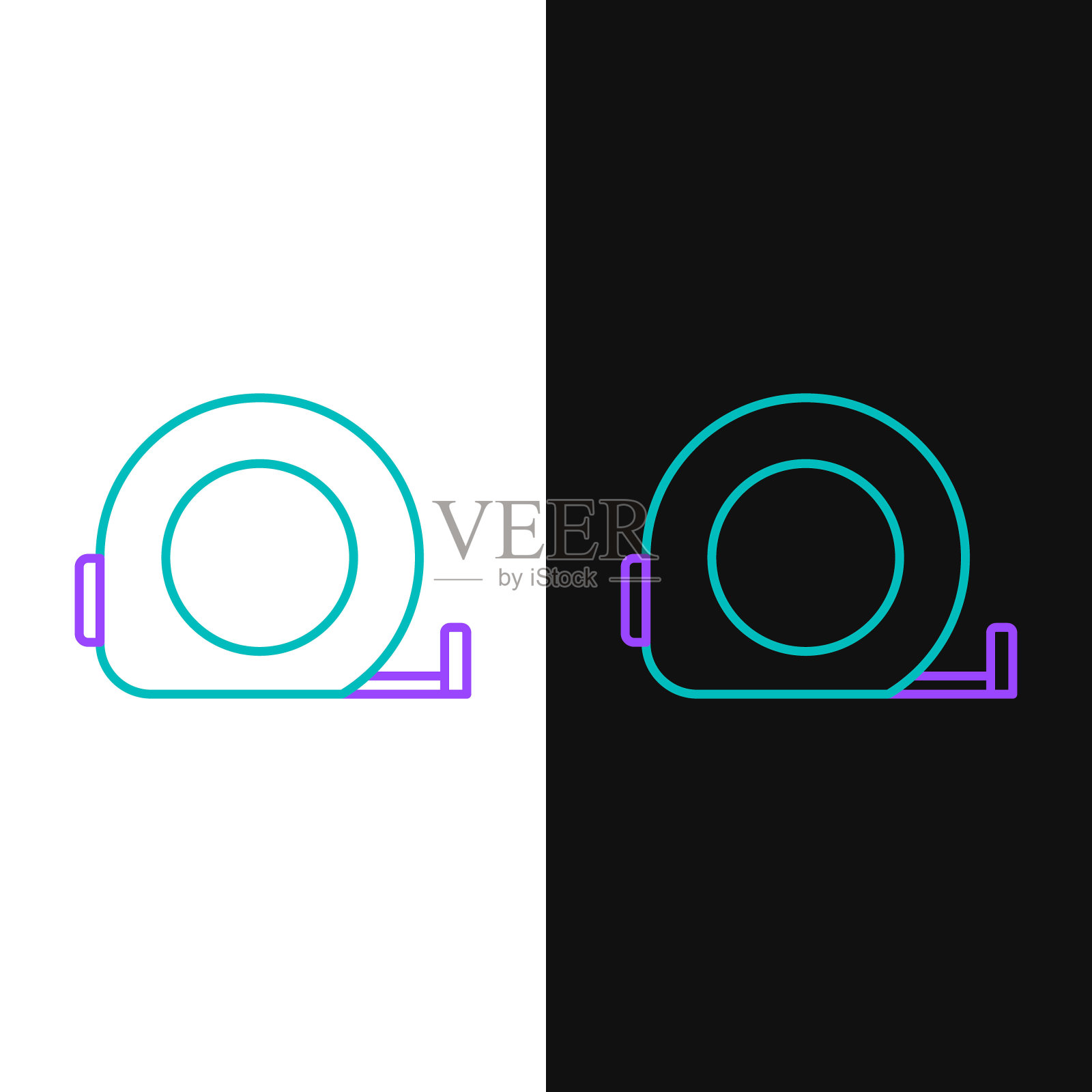 线轮盘建设图标孤立在白色和黑色的背景。卷尺的象征。色彩斑斓的轮廓的概念。向量插画图片素材