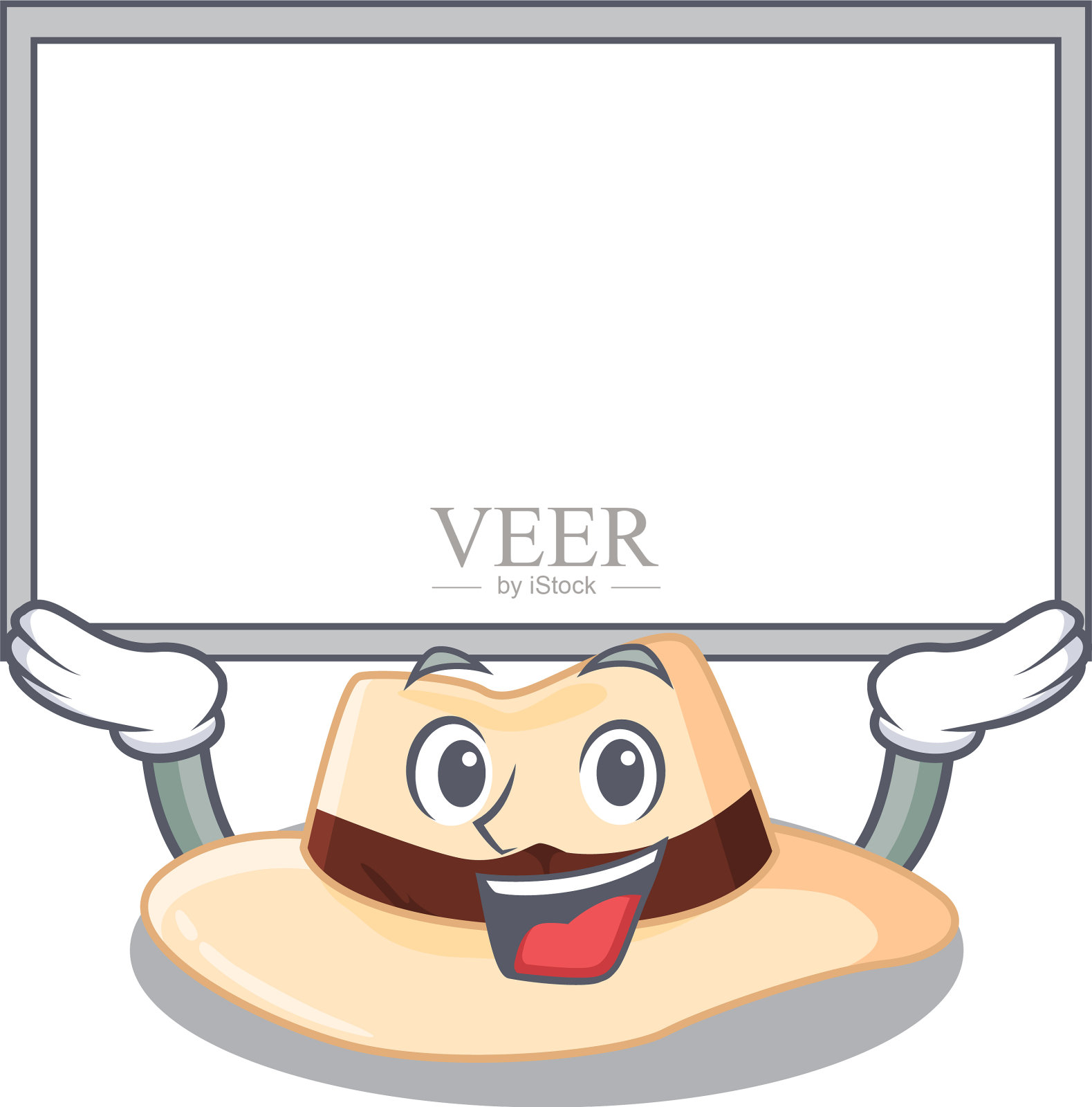 漫画人物巴拿马帽成功举起插画图片素材