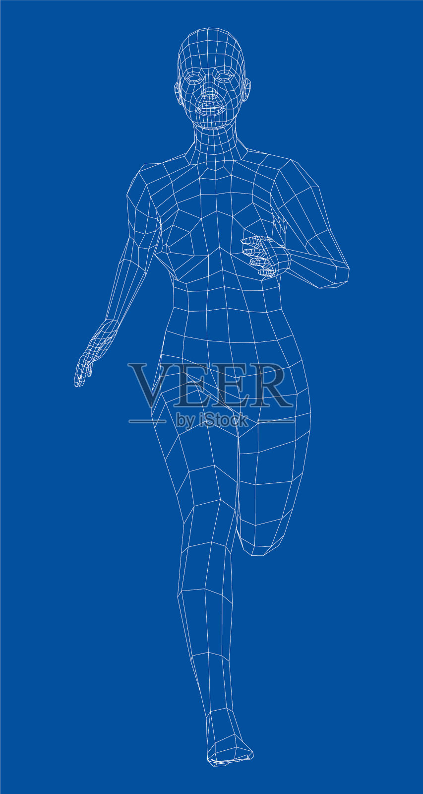 线框运行的女人插画图片素材