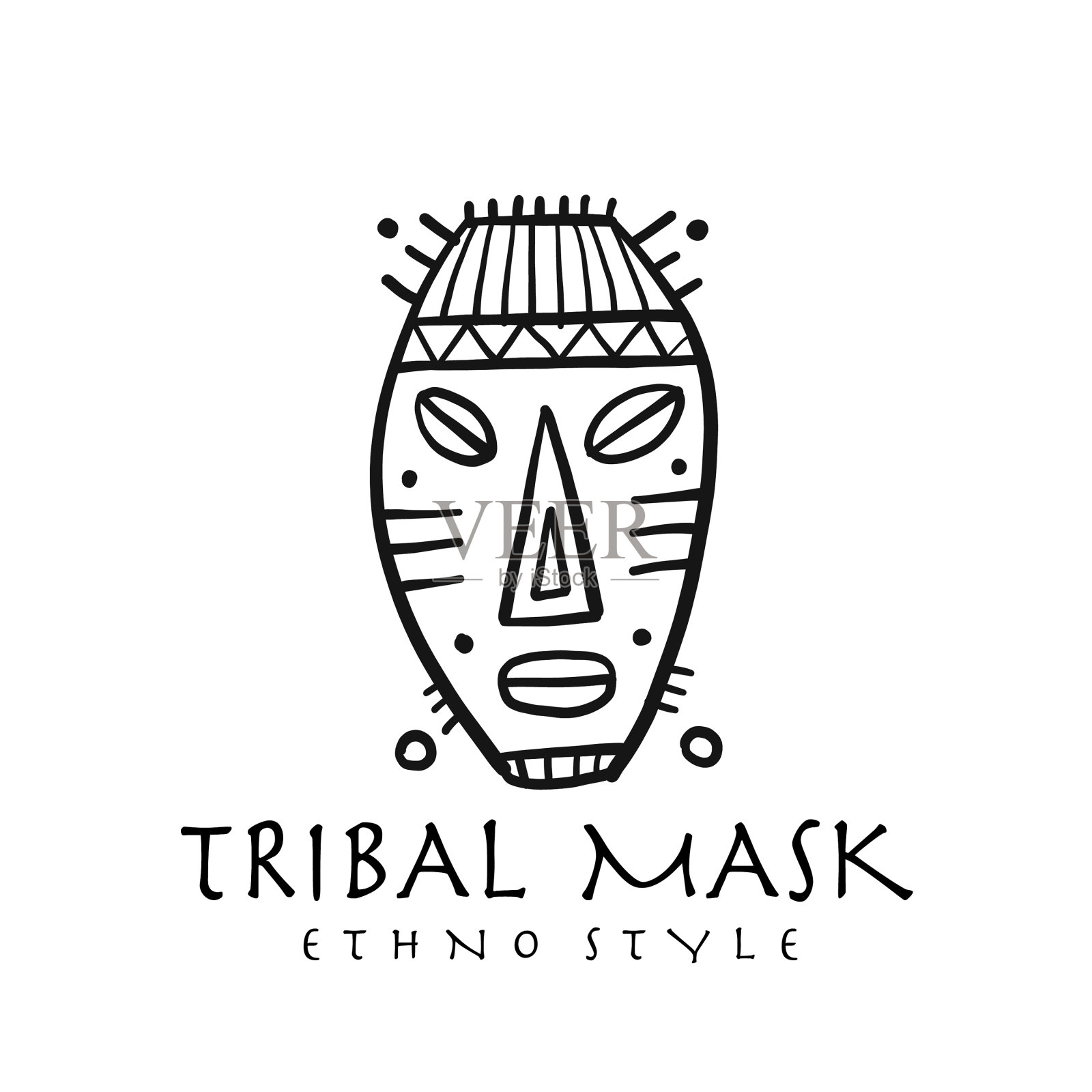 民族部落面具装饰手工为背景插画图片素材