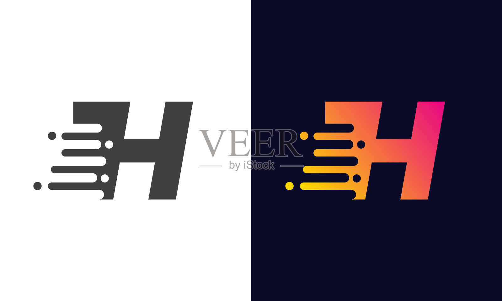 现代h字母速度标志设计创意独特设计元素图片