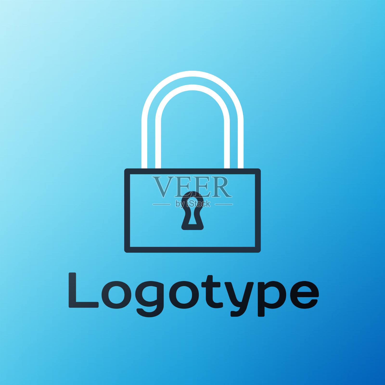 线路锁定图标隔离在蓝色背景上插画图片素材