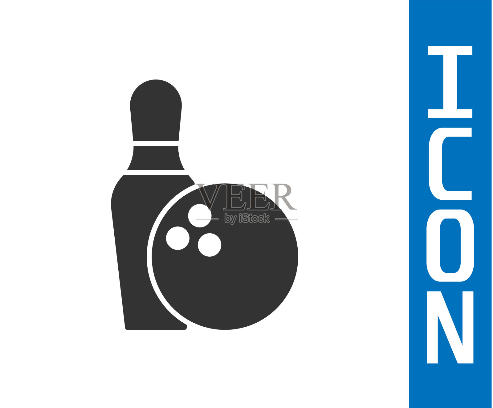 灰色保龄球瓶和球图标孤立在白色插画图片素材