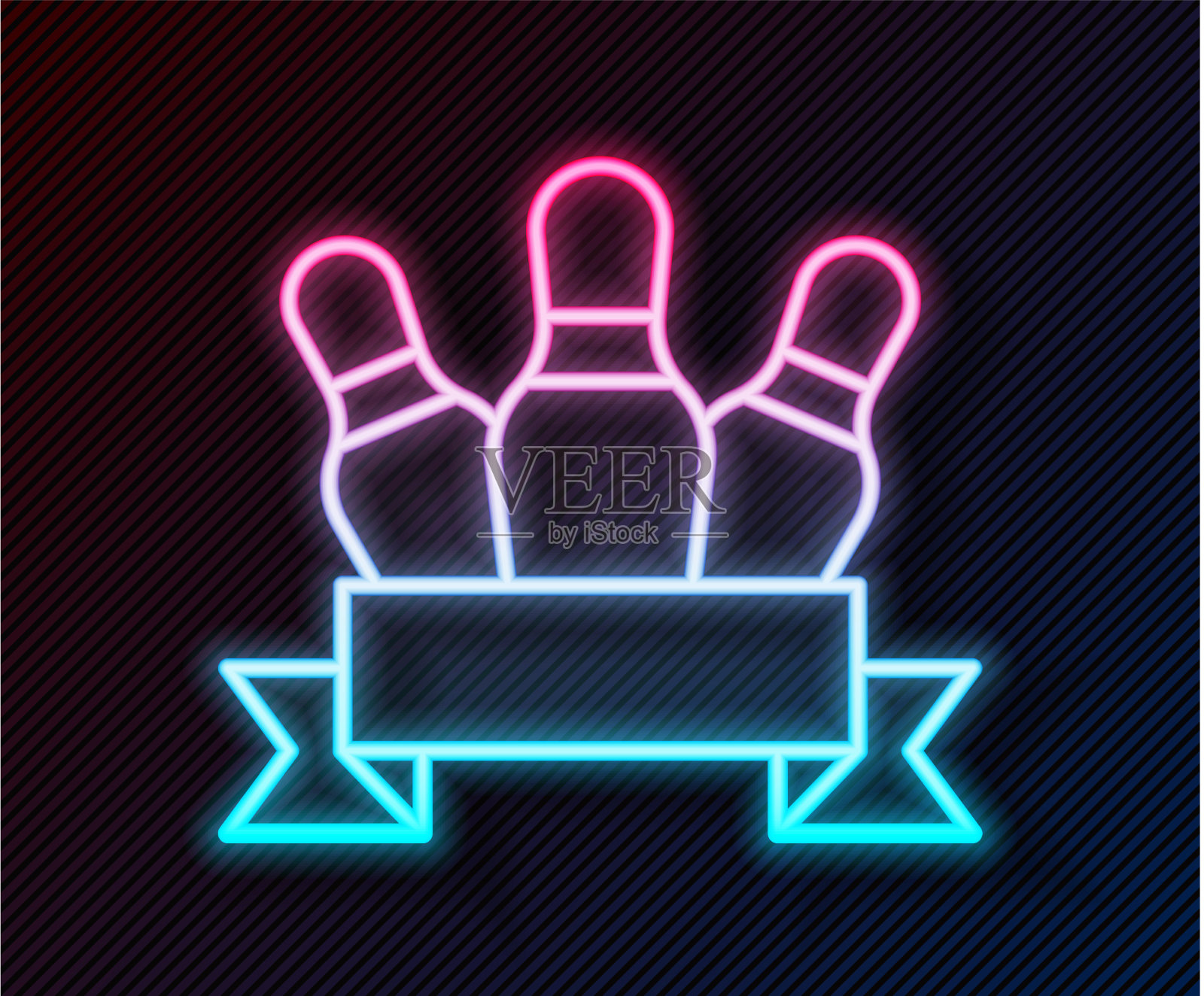 发光的霓虹灯线保龄球瓶图标隔离插画图片素材