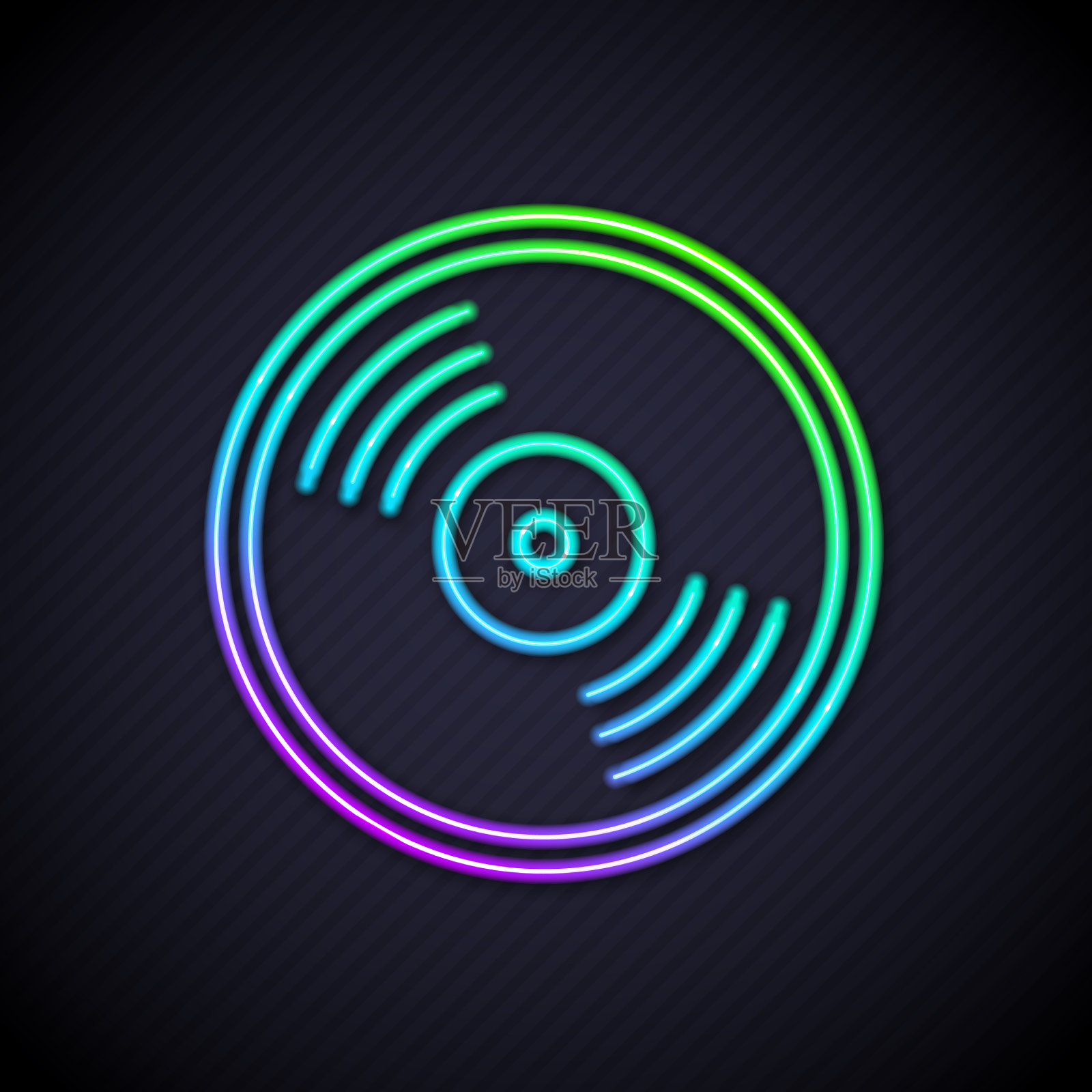 发光的霓虹灯线乙烯基磁盘图标隔离设计元素图片