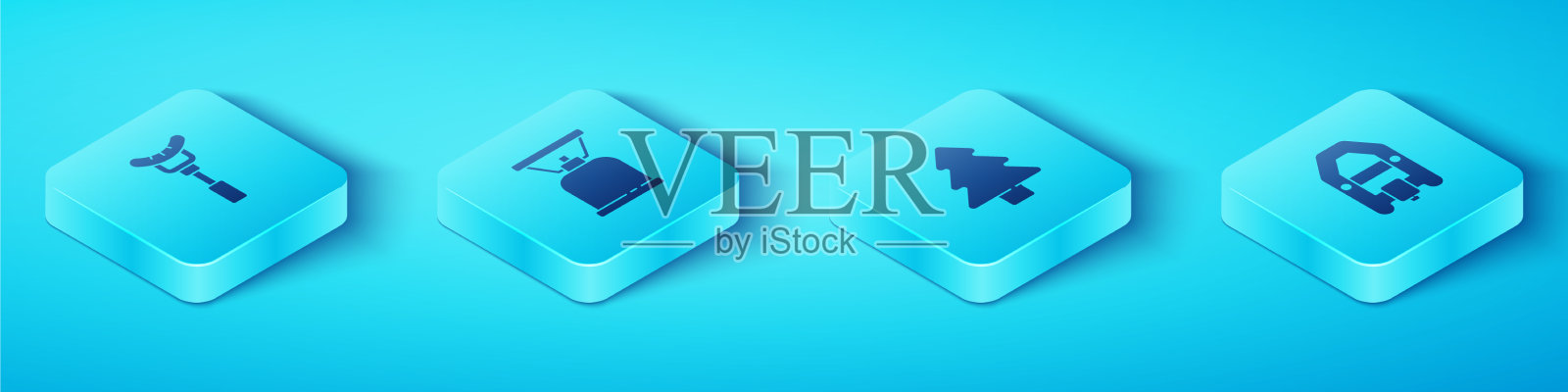 设置等距香肠叉露营气体图标素材