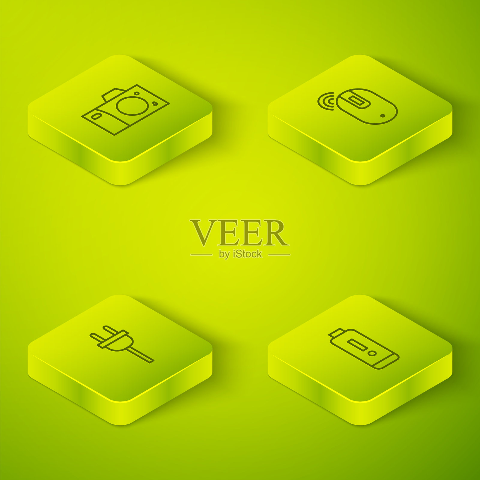 设置等距无线电脑鼠标电动图标素材