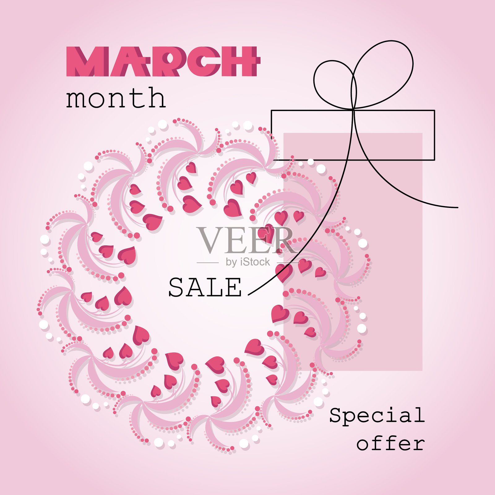 浪漫礼品特惠三月促销海报插画图片素材