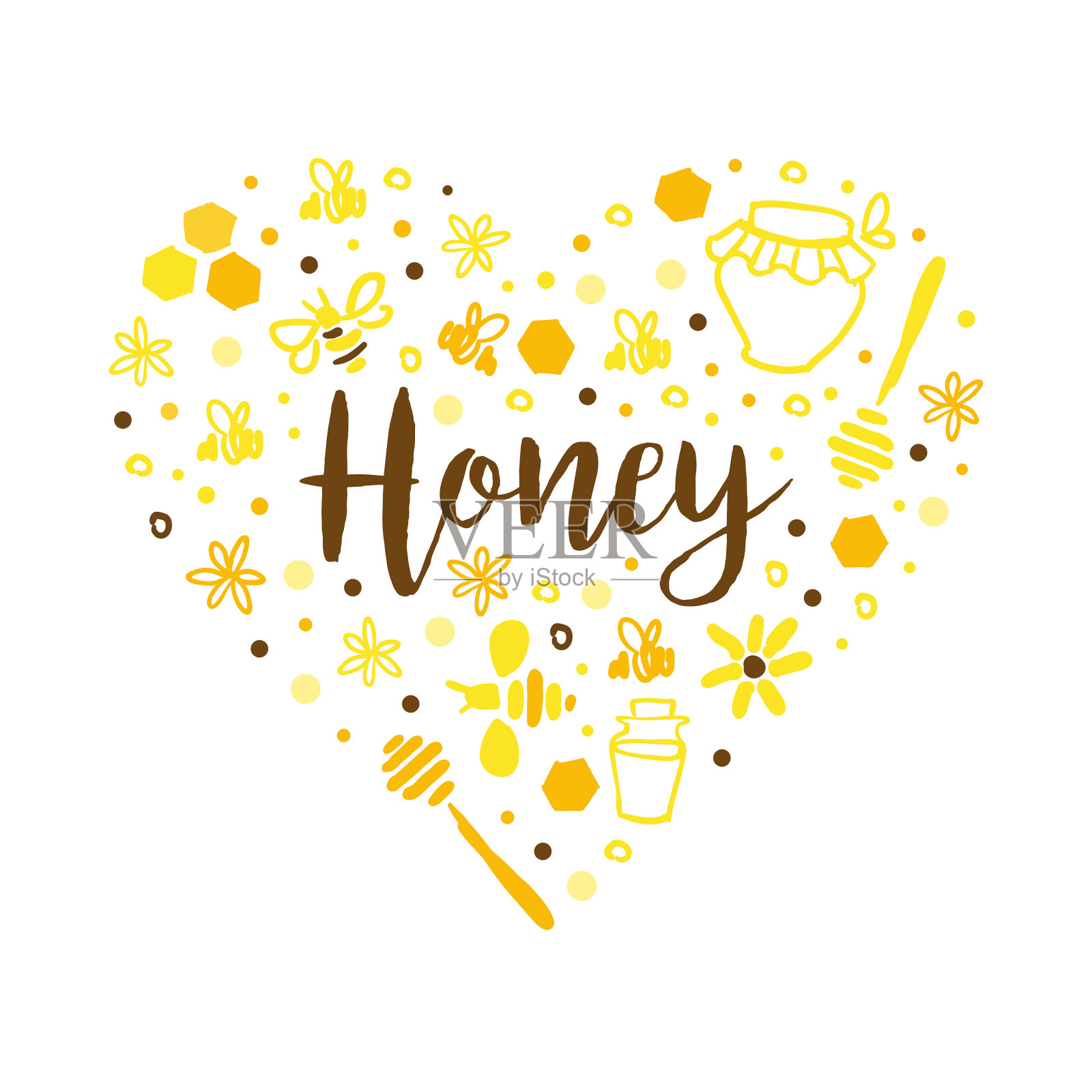 蜂蜜横幅模板蜂房和养蜂插画图片素材