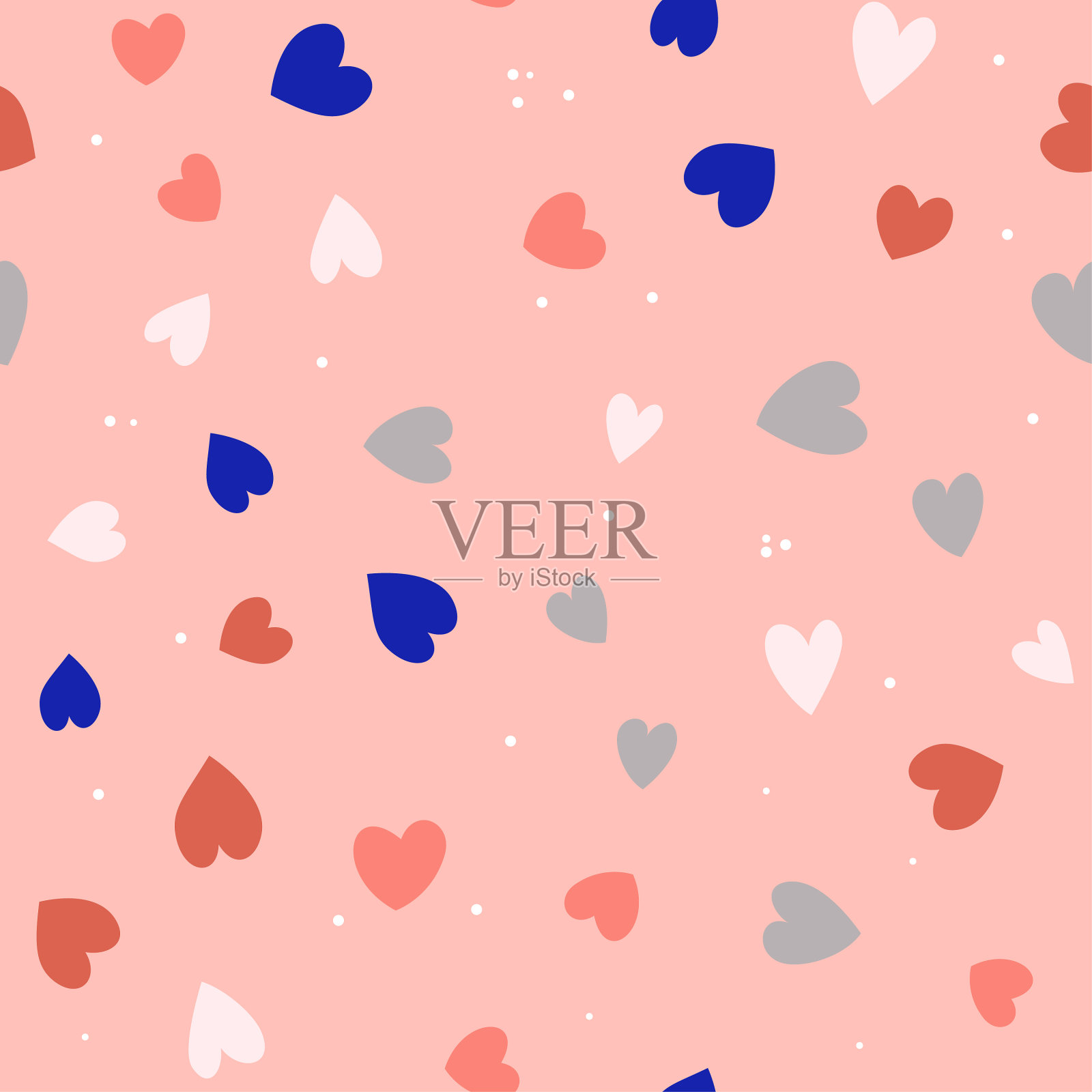 可爱简单无缝图案爱情心插画图片素材