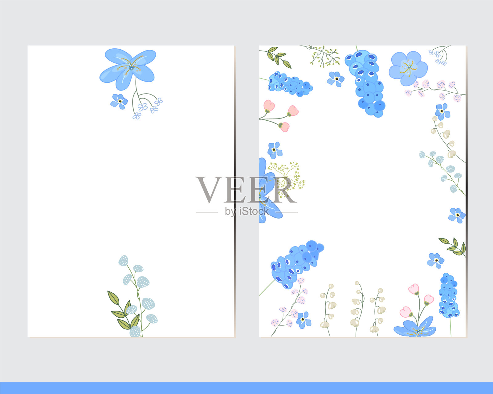 带有花卉元素的贺卡插画图片素材