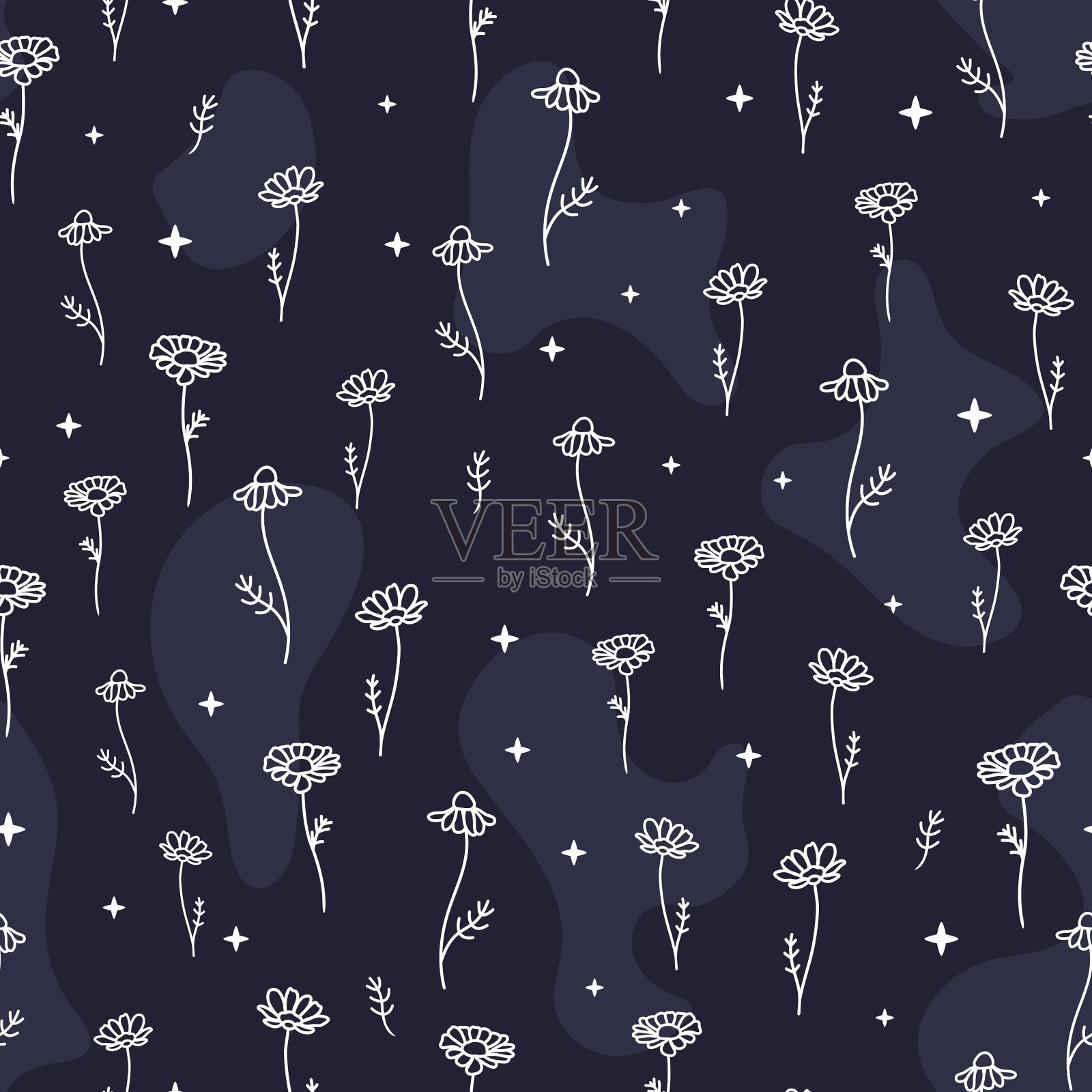 可爱的有机洋甘菊花插画图片素材