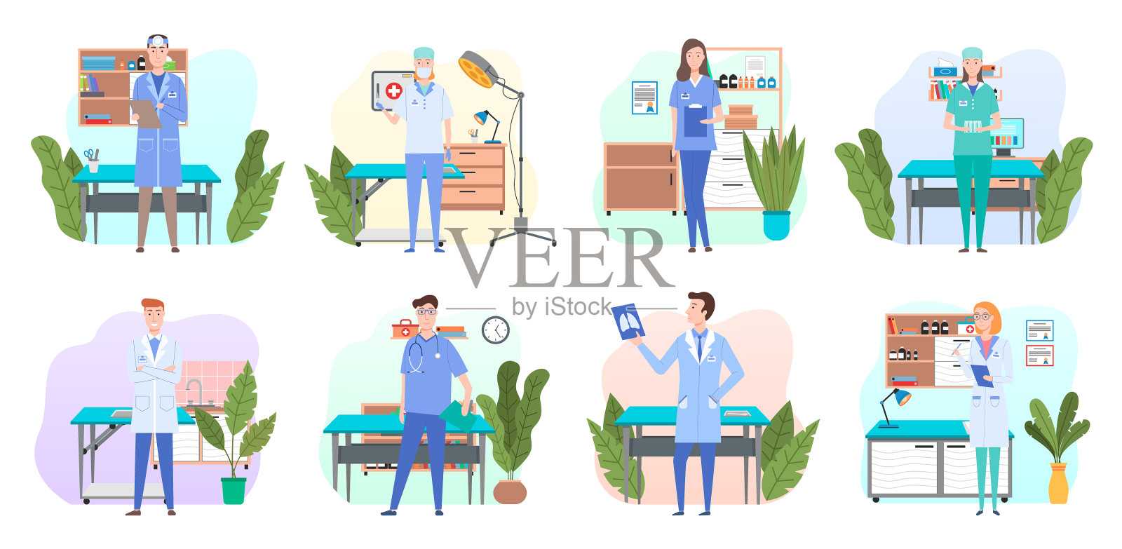 男医生和女医生穿着制服插画图片素材