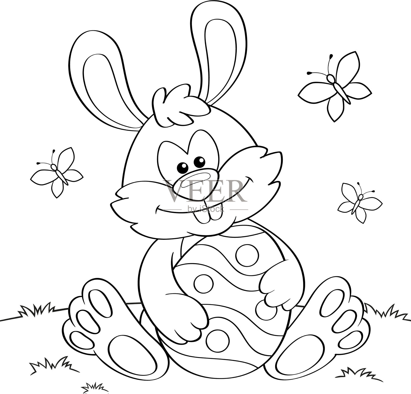 带着复活节彩蛋的复活节兔子插画图片素材