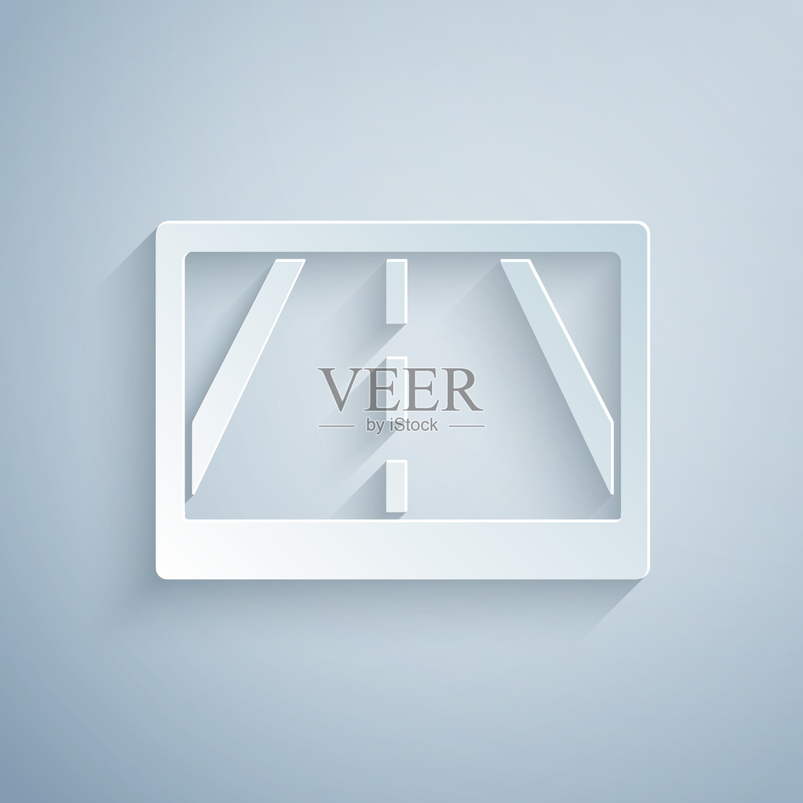 剪纸GPS设备与地图图标隔离插画图片素材