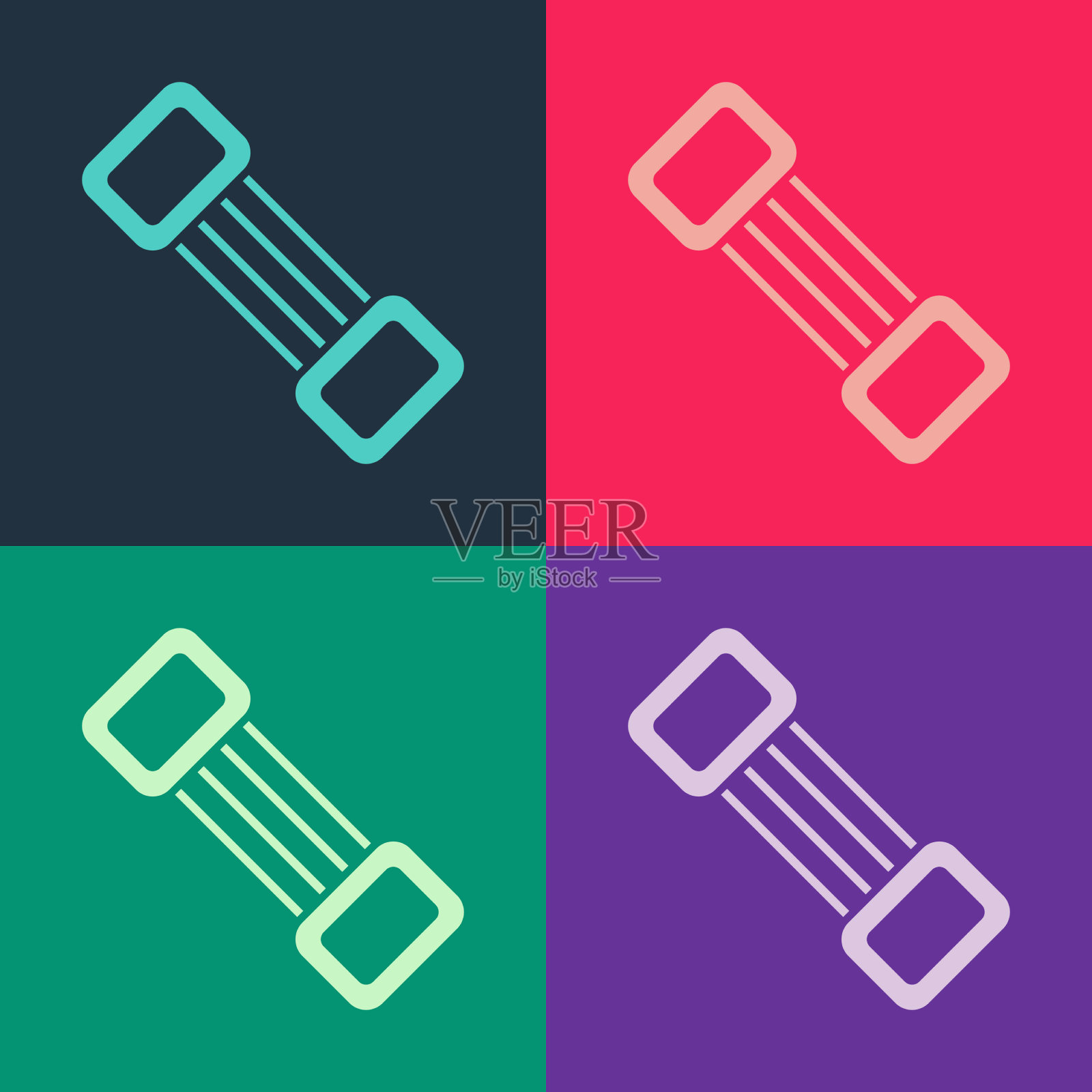 波普艺术胸部扩展器图标孤立的颜色图标素材