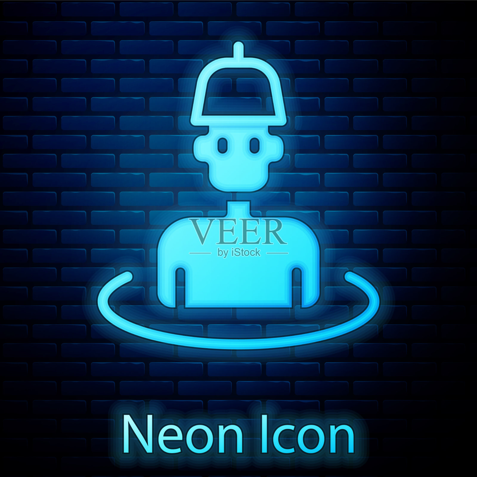 发光的霓虹灯人在桑拿图标孤立上插画图片素材