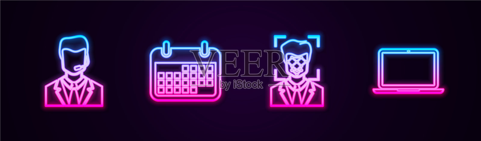 设置线人与耳机日历脸插画图片素材