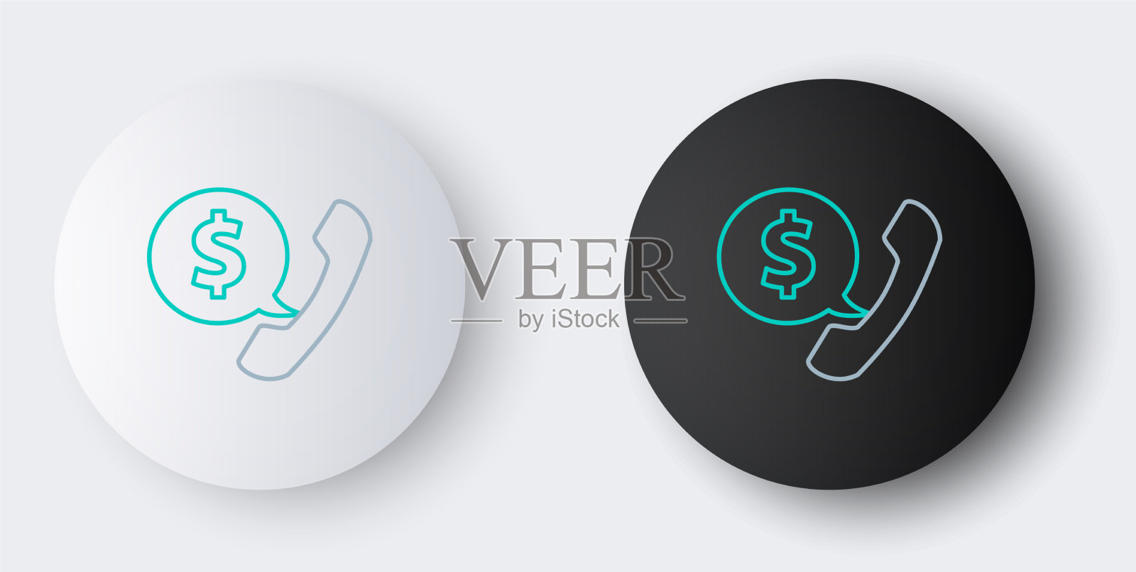 线路电话听筒和语音聊天气泡图标插画图片素材