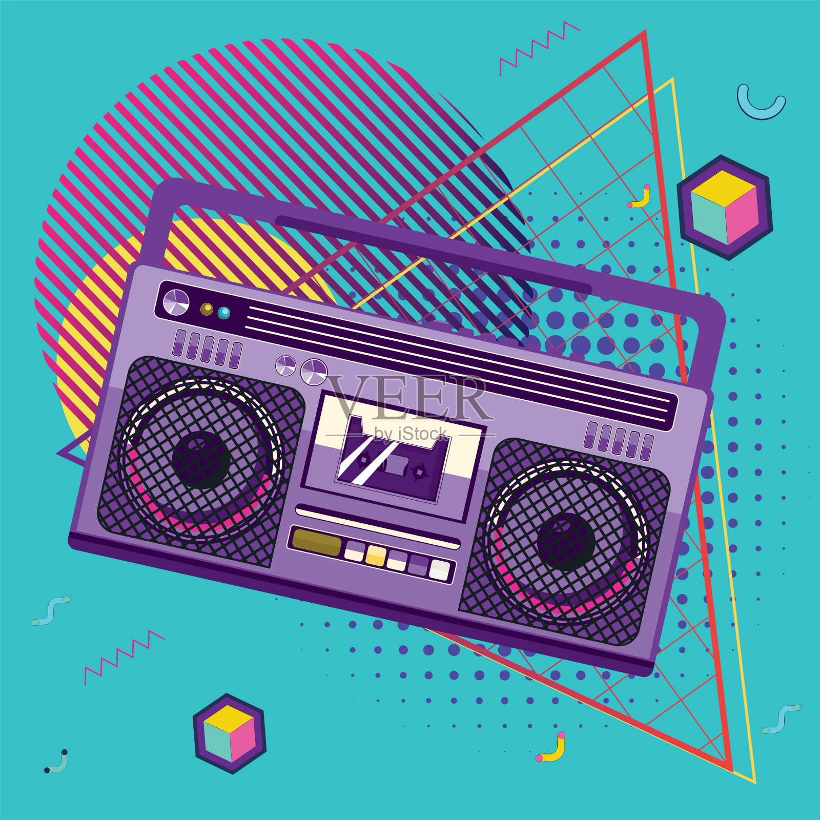 Boombox复古风格海报插画图片素材