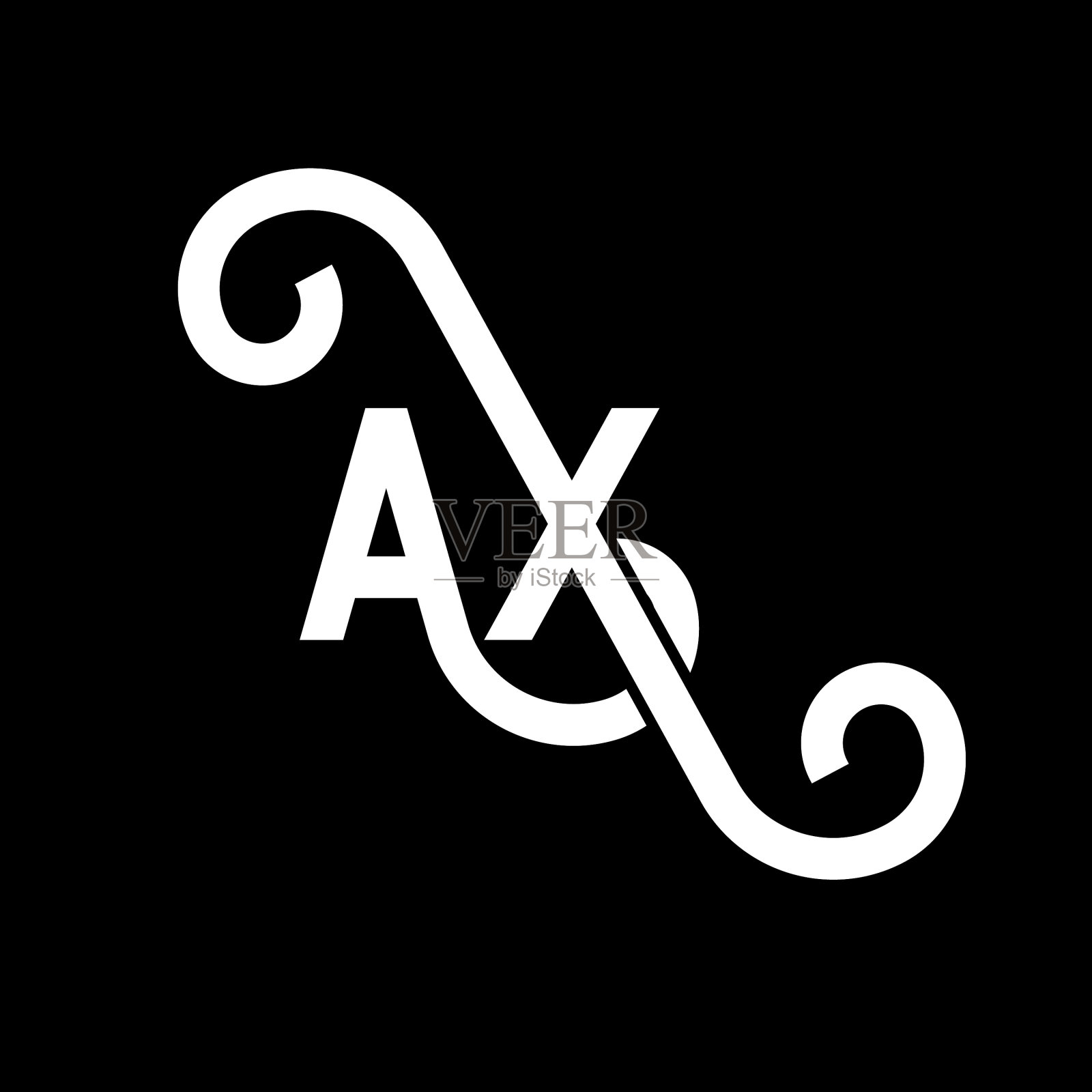 标志Ax字母设计在黑色背景Ax上图标素材