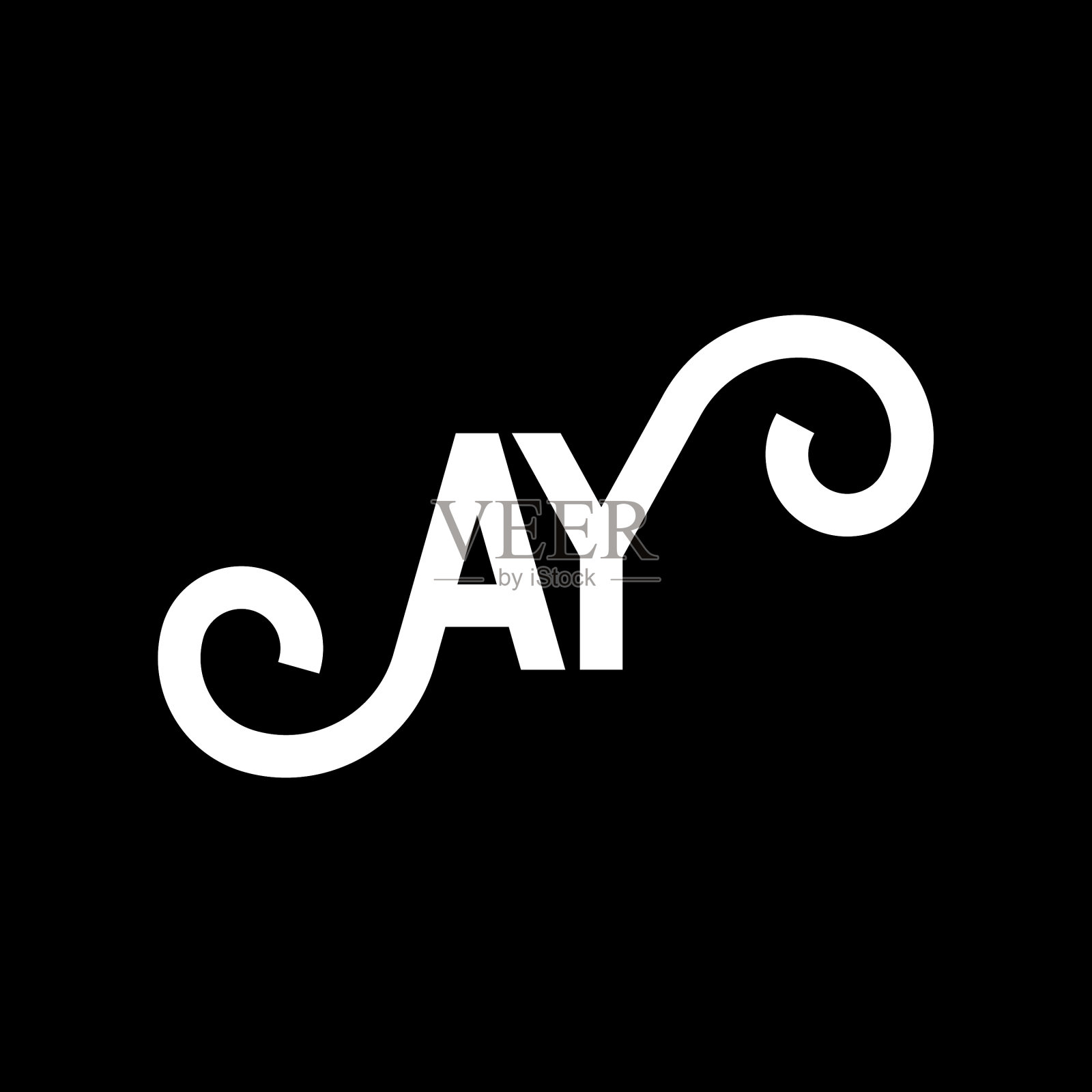 Ay字母标志设计在黑色背景上Ay插画图片素材