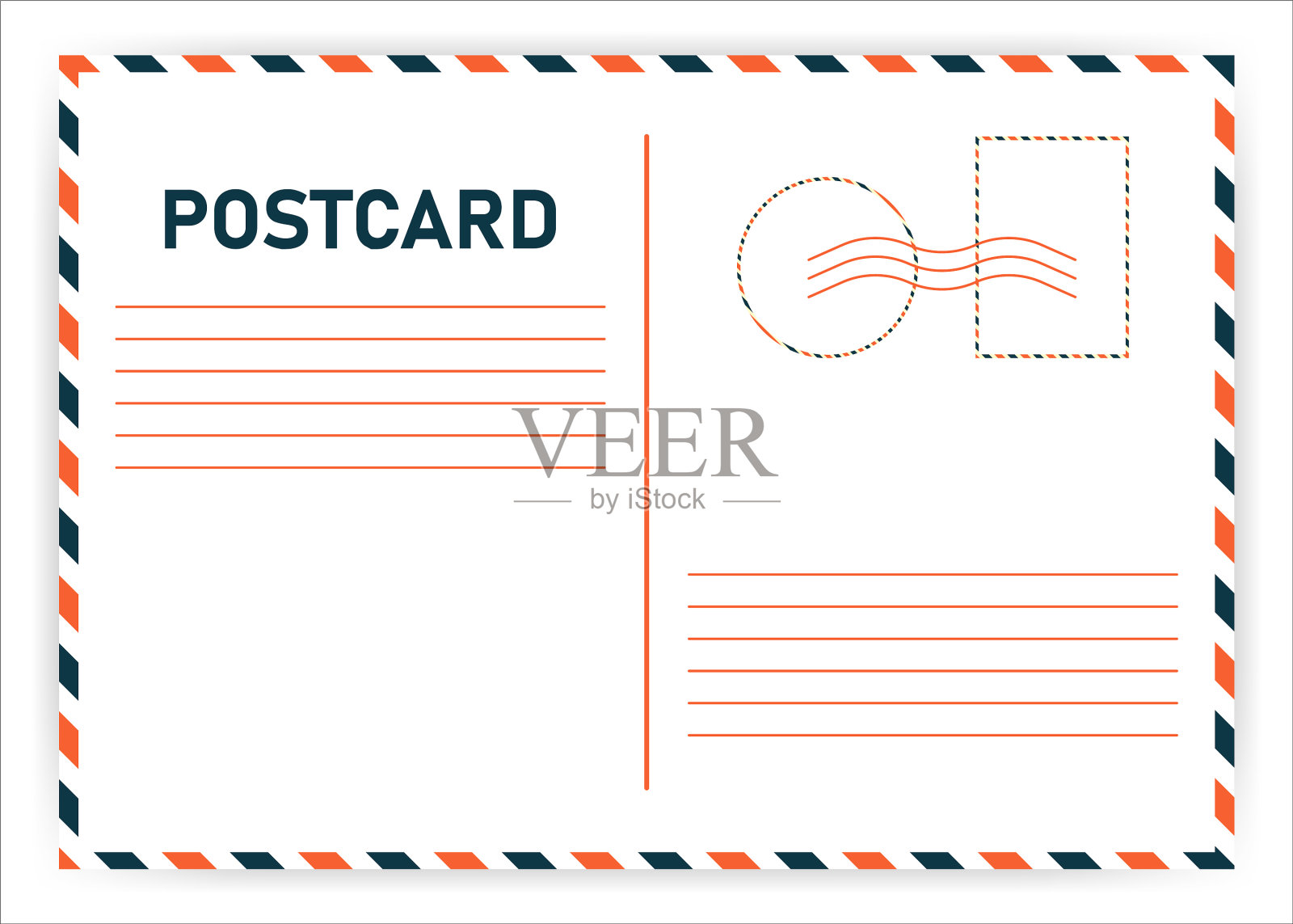 明信片旅行的航空邮件风格插画图片素材