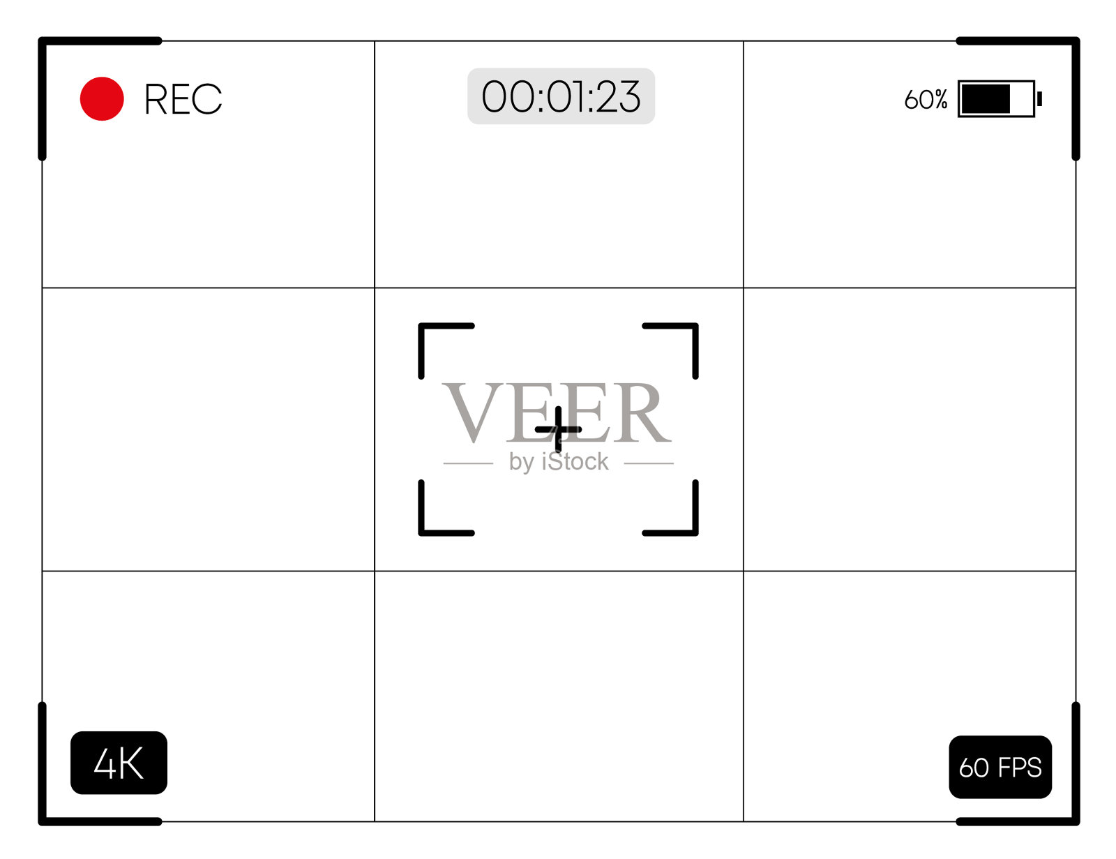 相机水平取景器模板上为白色插画图片素材