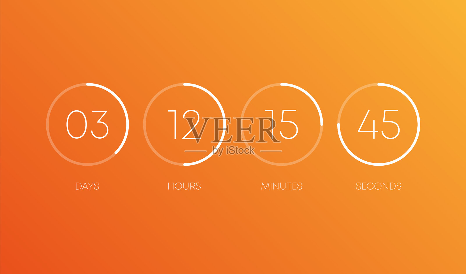 倒计时时钟在橙色渐变背景插画图片素材