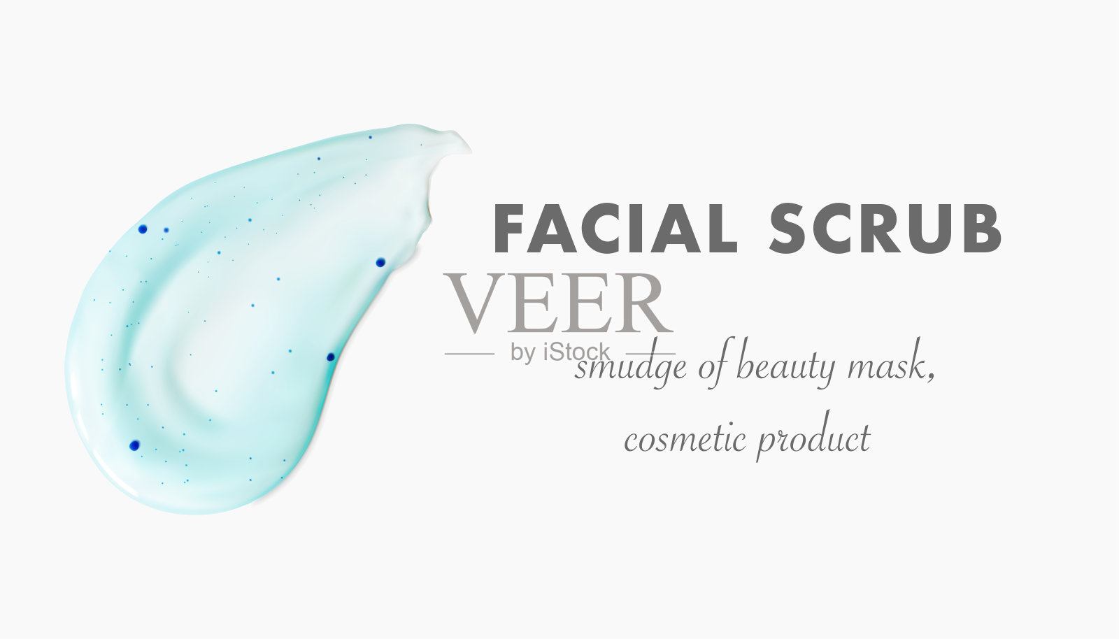 透明擦洗涂抹孤立的3d现实矢量插图。概念面部去皮和清洁护肤产品在柔和的背景设计模板素材