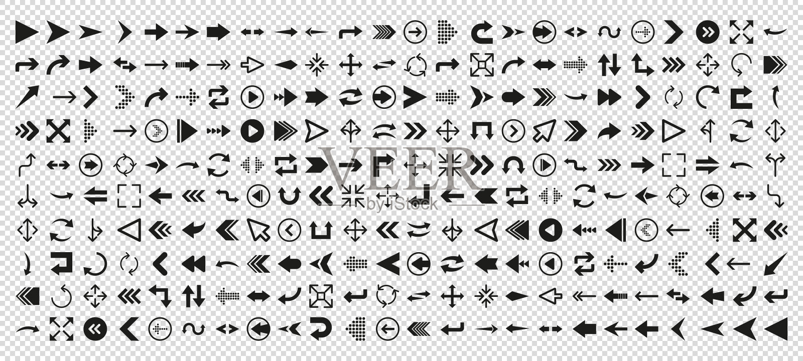 箭头图标设置在透明的平面风格图标素材