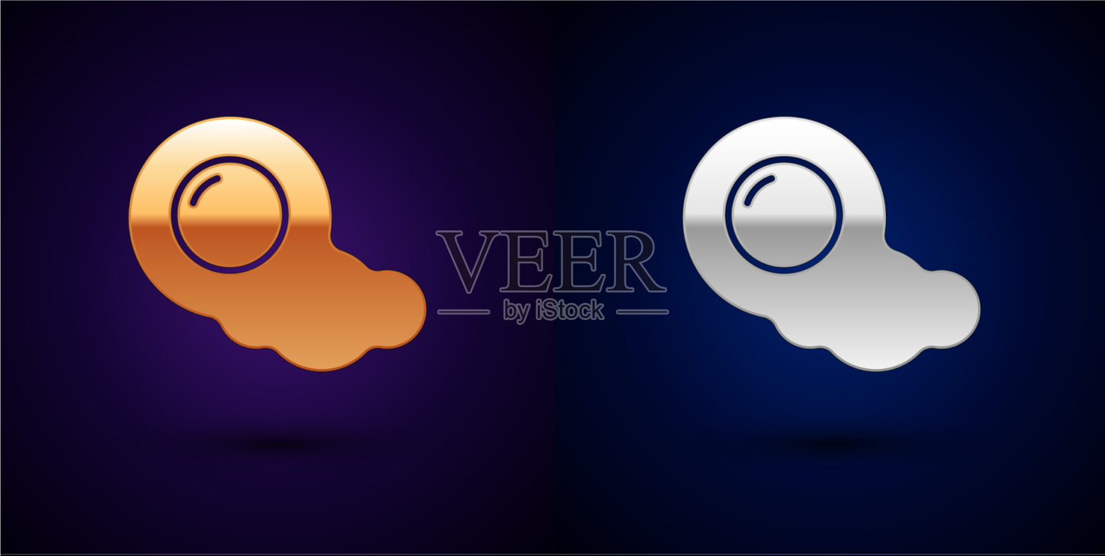 金炒蛋和银炒蛋图标孤立上图标素材