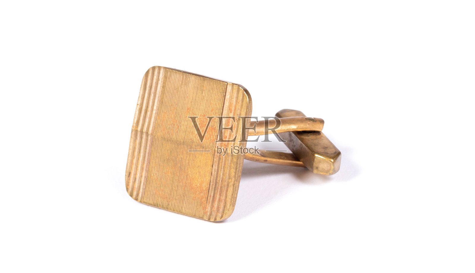 古老的镀金袖扣，孤立在白色背景上照片摄影图片