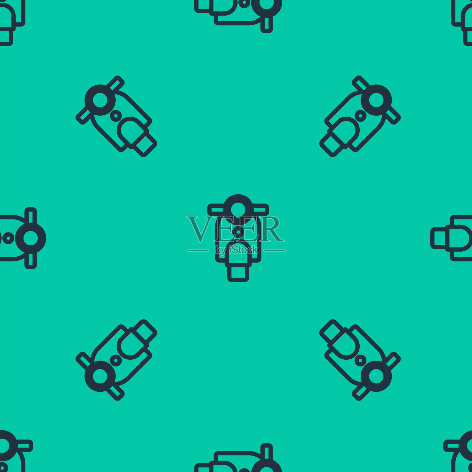 蓝线滑板车图标隔离无缝图案插画图片素材