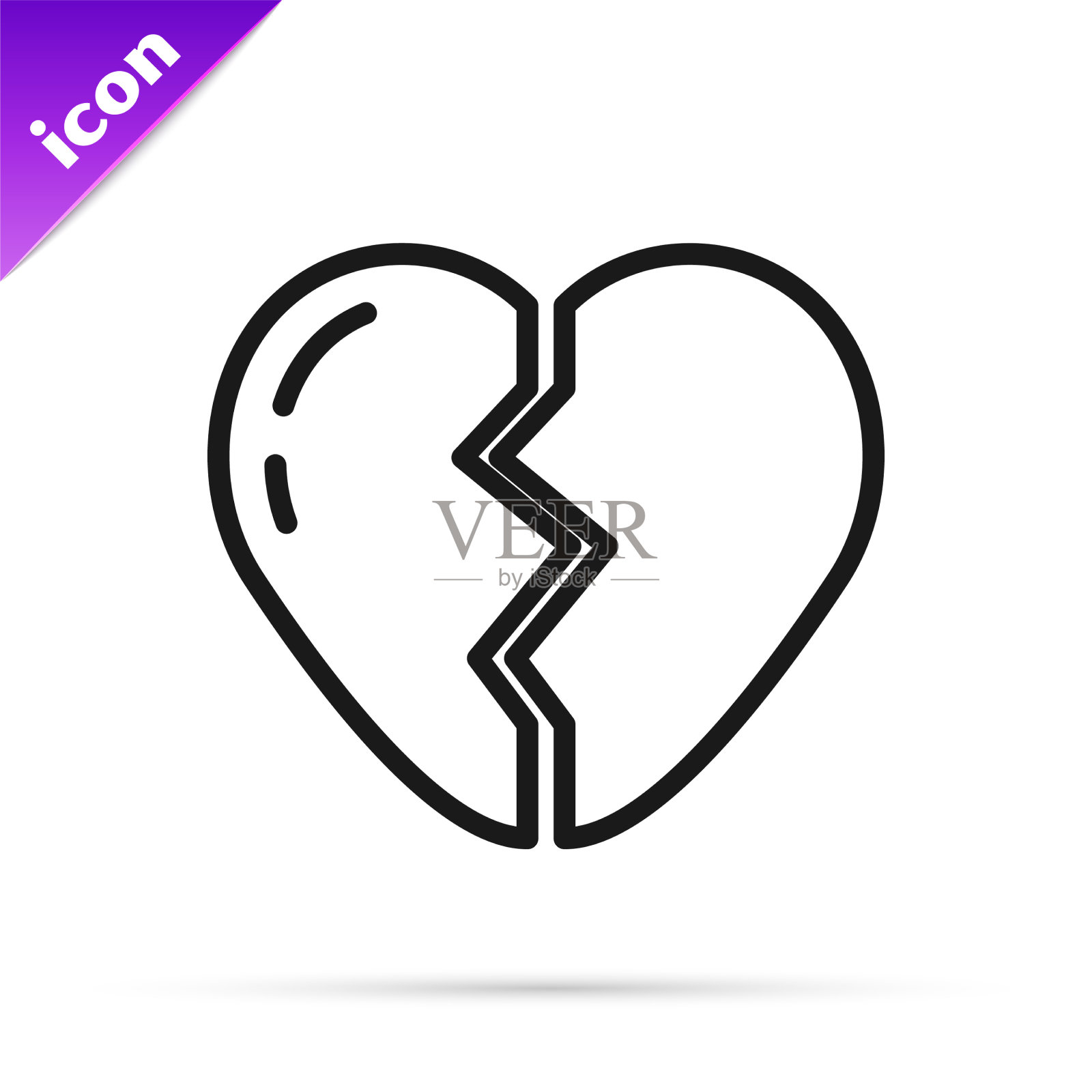 黑线心碎还是离婚偶像孤立插画图片素材