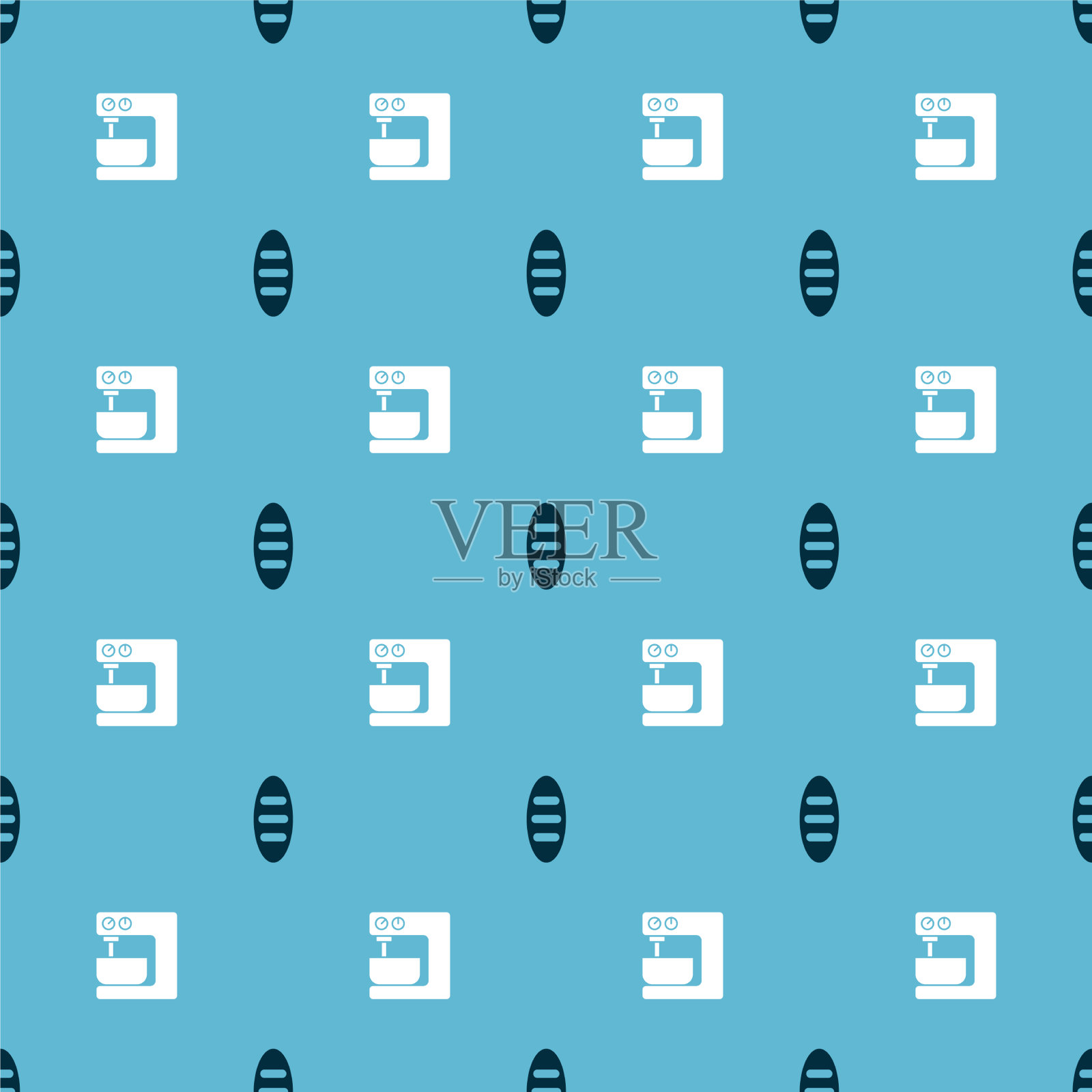 把面包和电动搅拌机放在无缝面板上图标素材