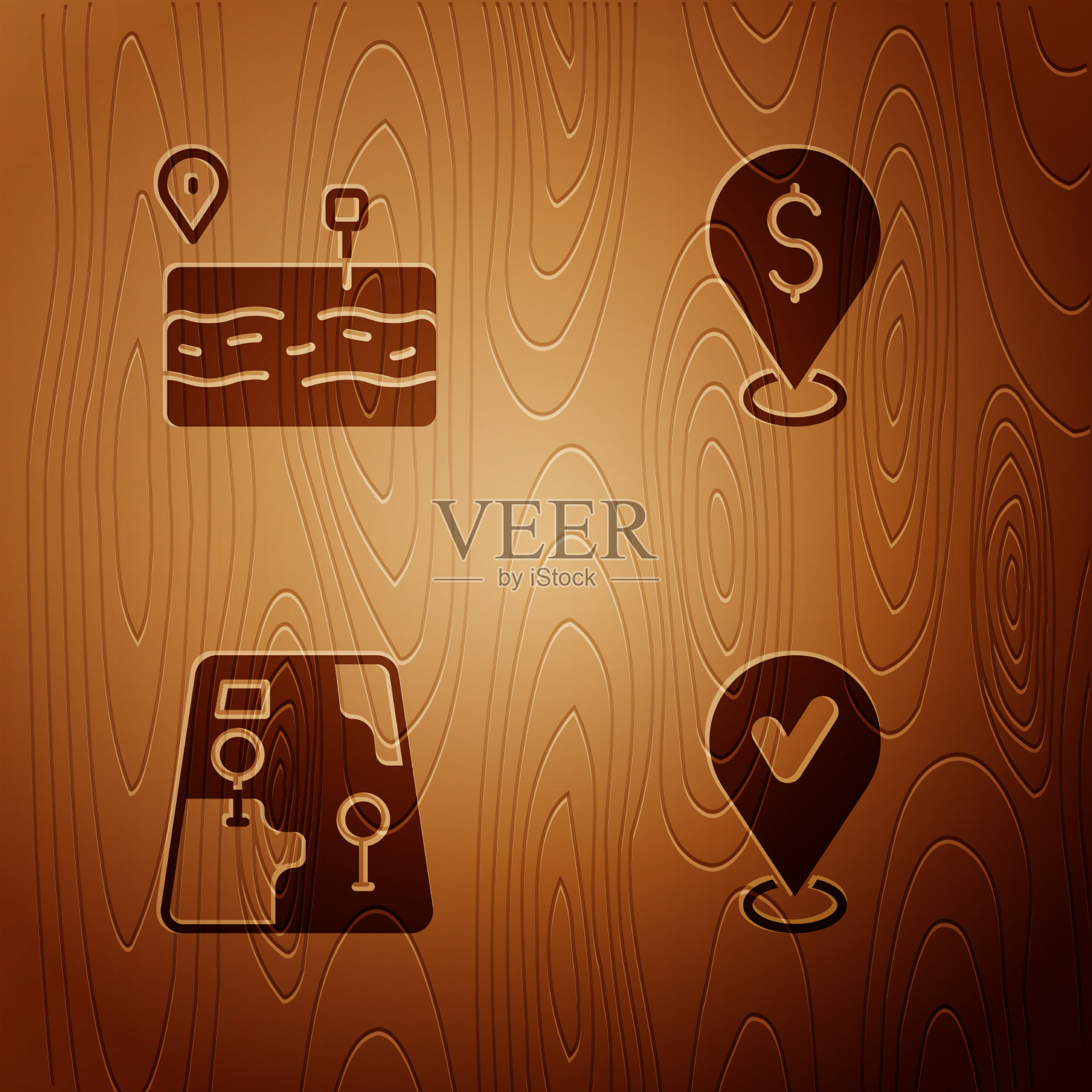 设置位置与检查标志破路城市图标素材