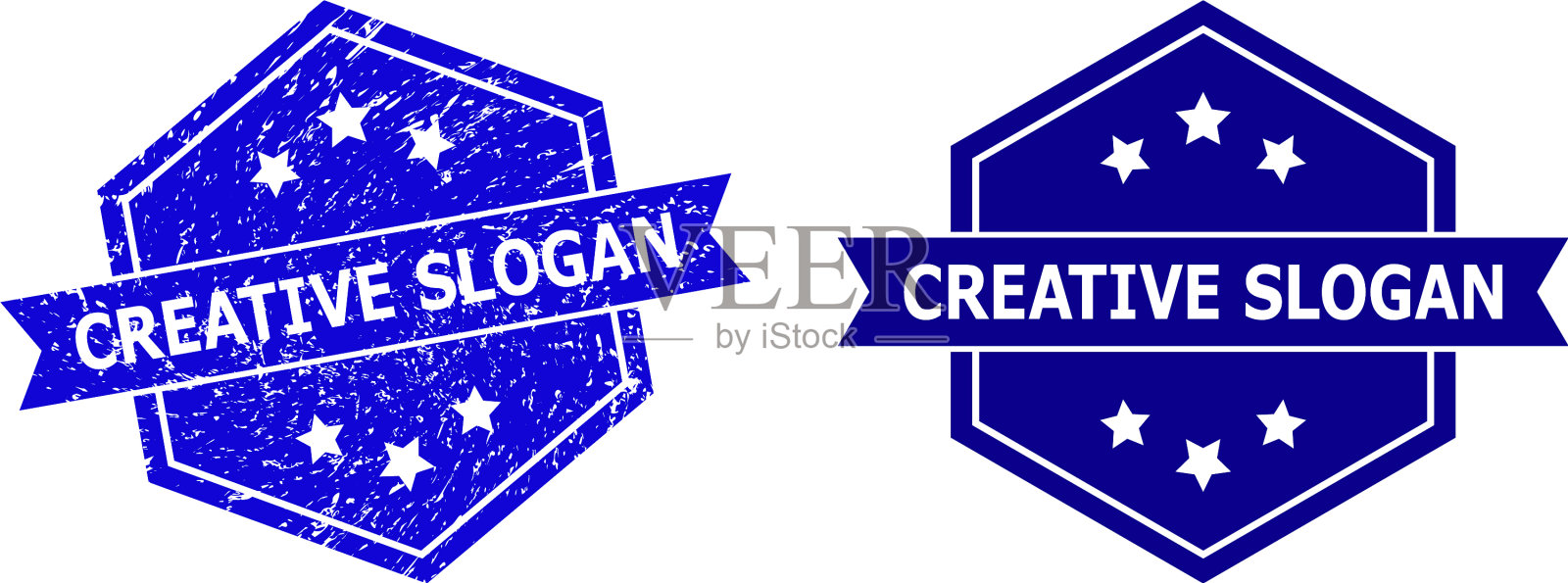 创意标语六边形水印与grunged插画图片素材