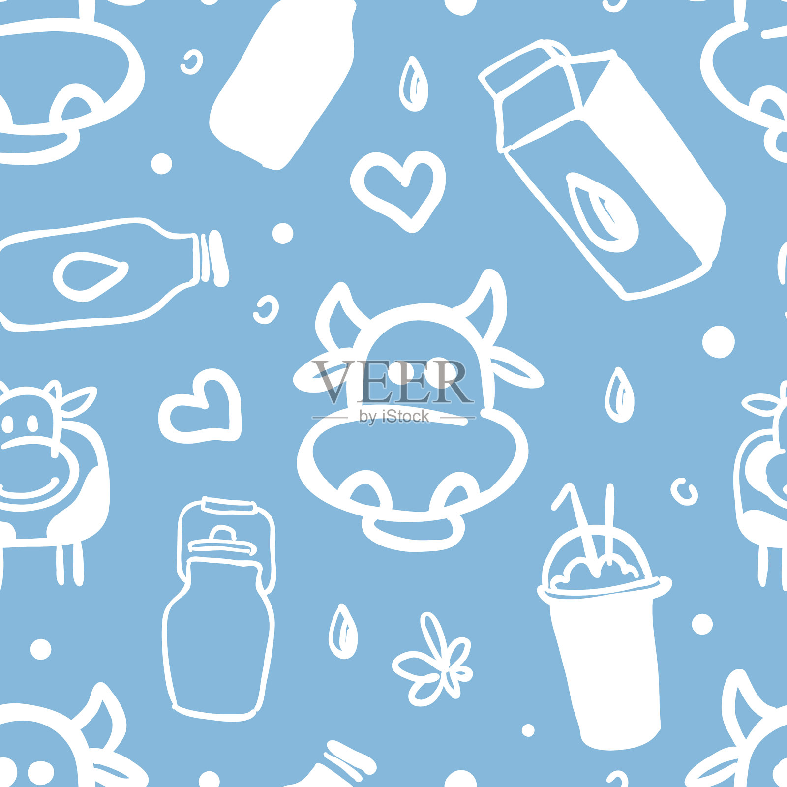 天然奶制品无缝模式有机插画图片素材