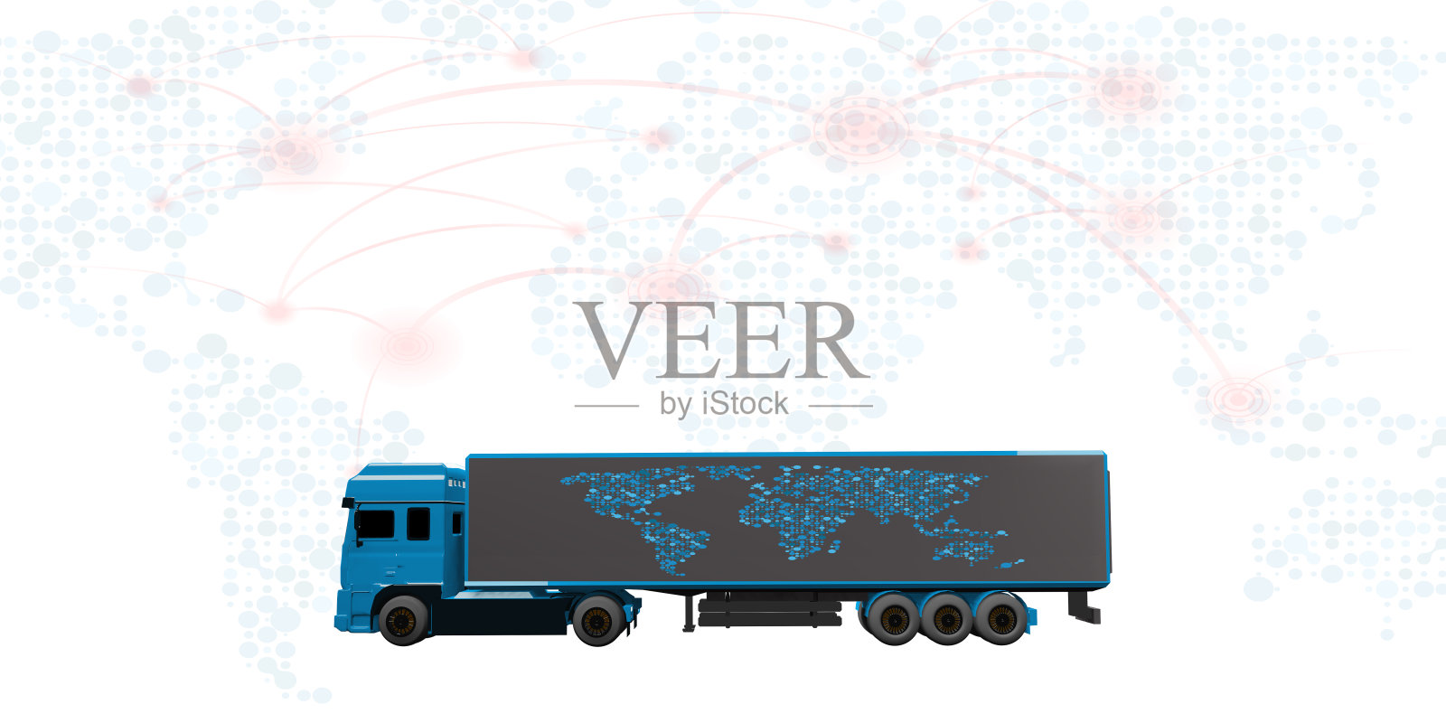 货车和交付国际运输系统3D插图照片摄影图片