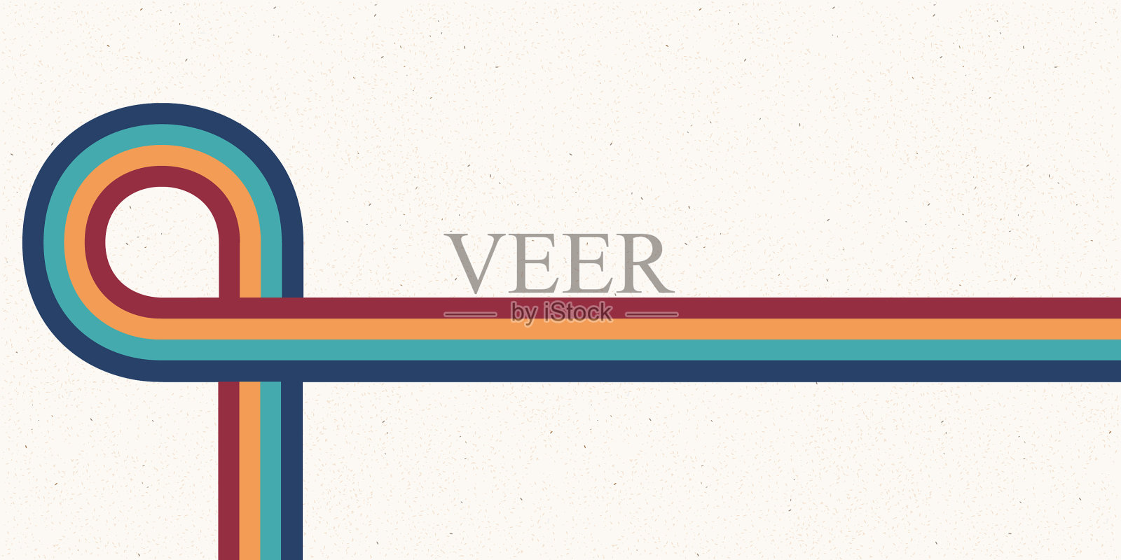 抽象简单的复古风格70年代的复古线条插画图片素材