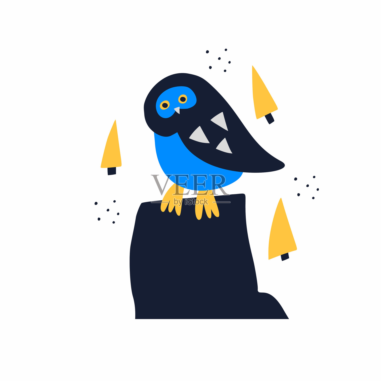 可爱的猫头鹰手绘平插画图片素材