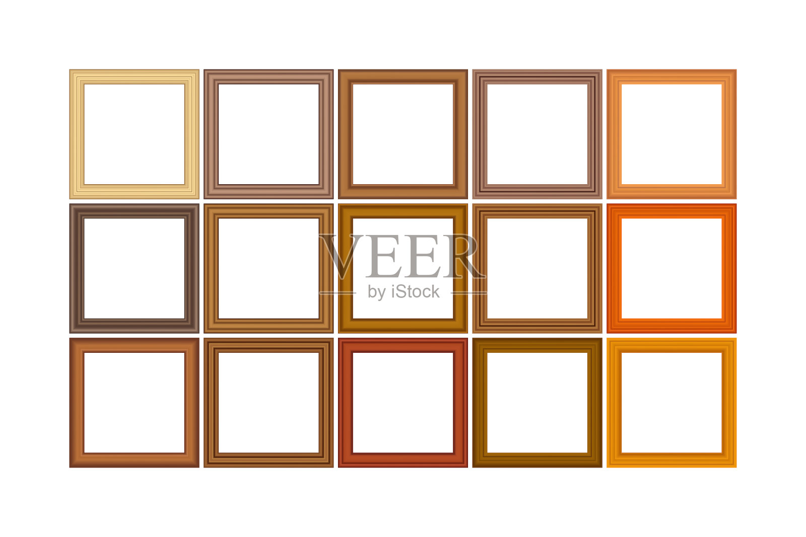 大set方黄金古董木框架插画图片素材