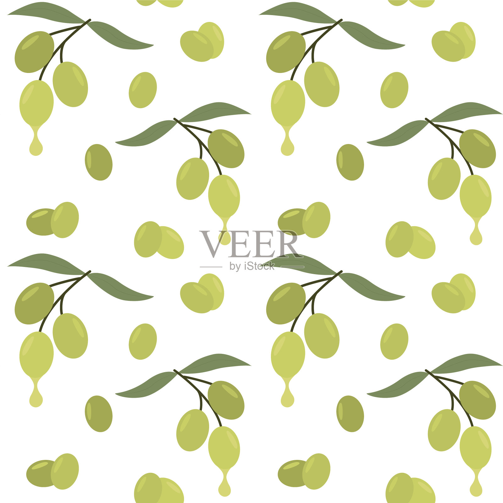 无缝背景与橄榄重复插画图片素材
