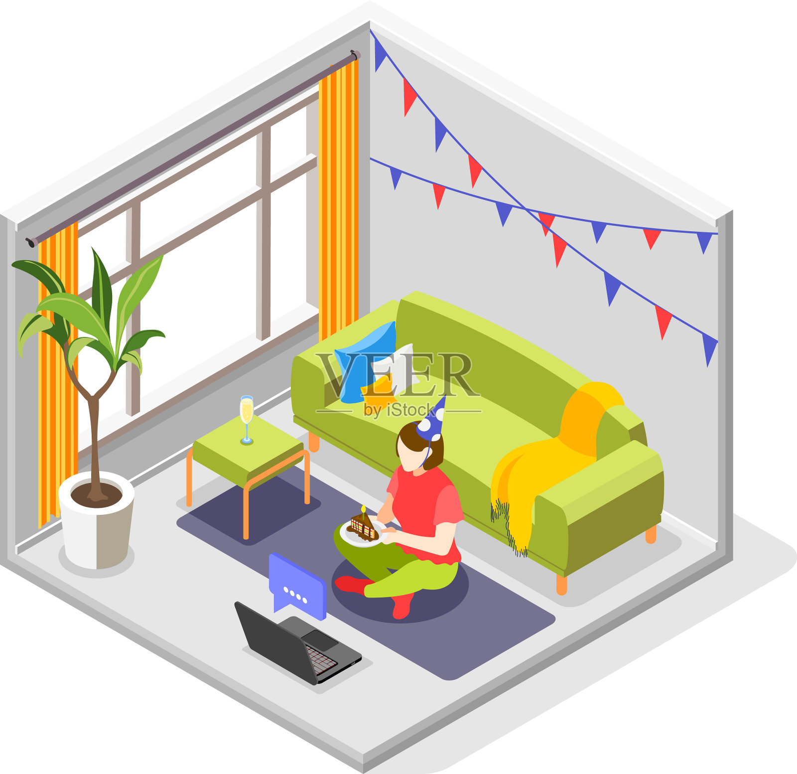 检疫政党概念设计元素图片