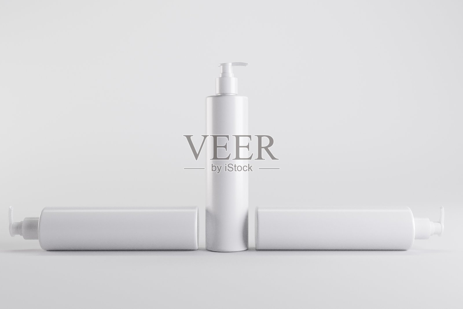 白色化妆品洗发水瓶3D插图照片摄影图片