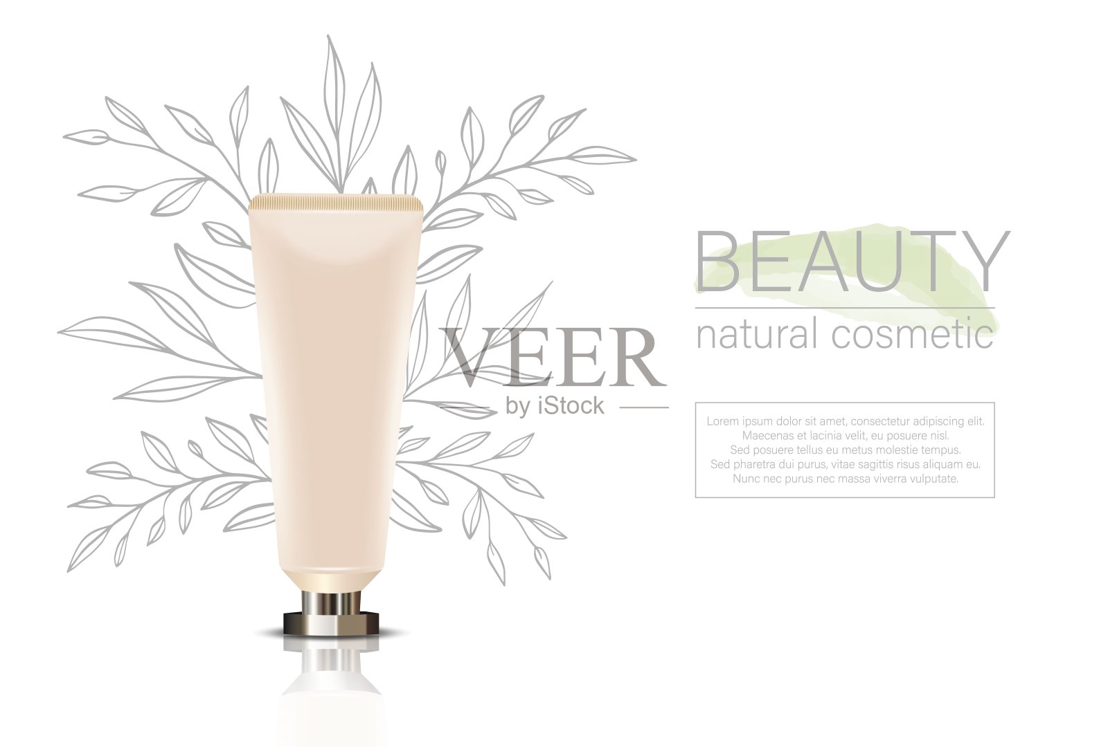 矢量3d现实塑料，手霜，牙膏，霜管隔离在白色背景。设计模板的化妆品，霜，牙膏，为模型。前景设计模板素材